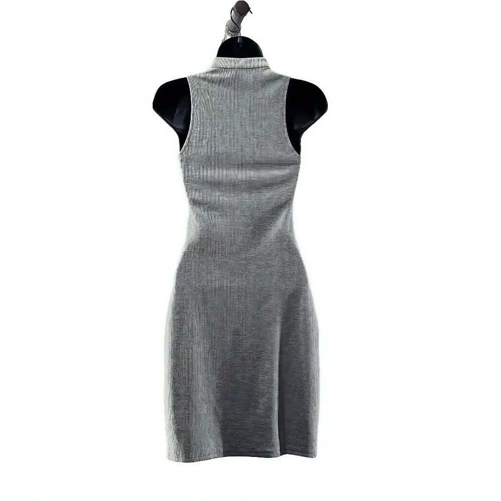 DEREK LAM 10 CROSBY Gray Ribbed Mini  Dress, size XS - Picture 2 of 5